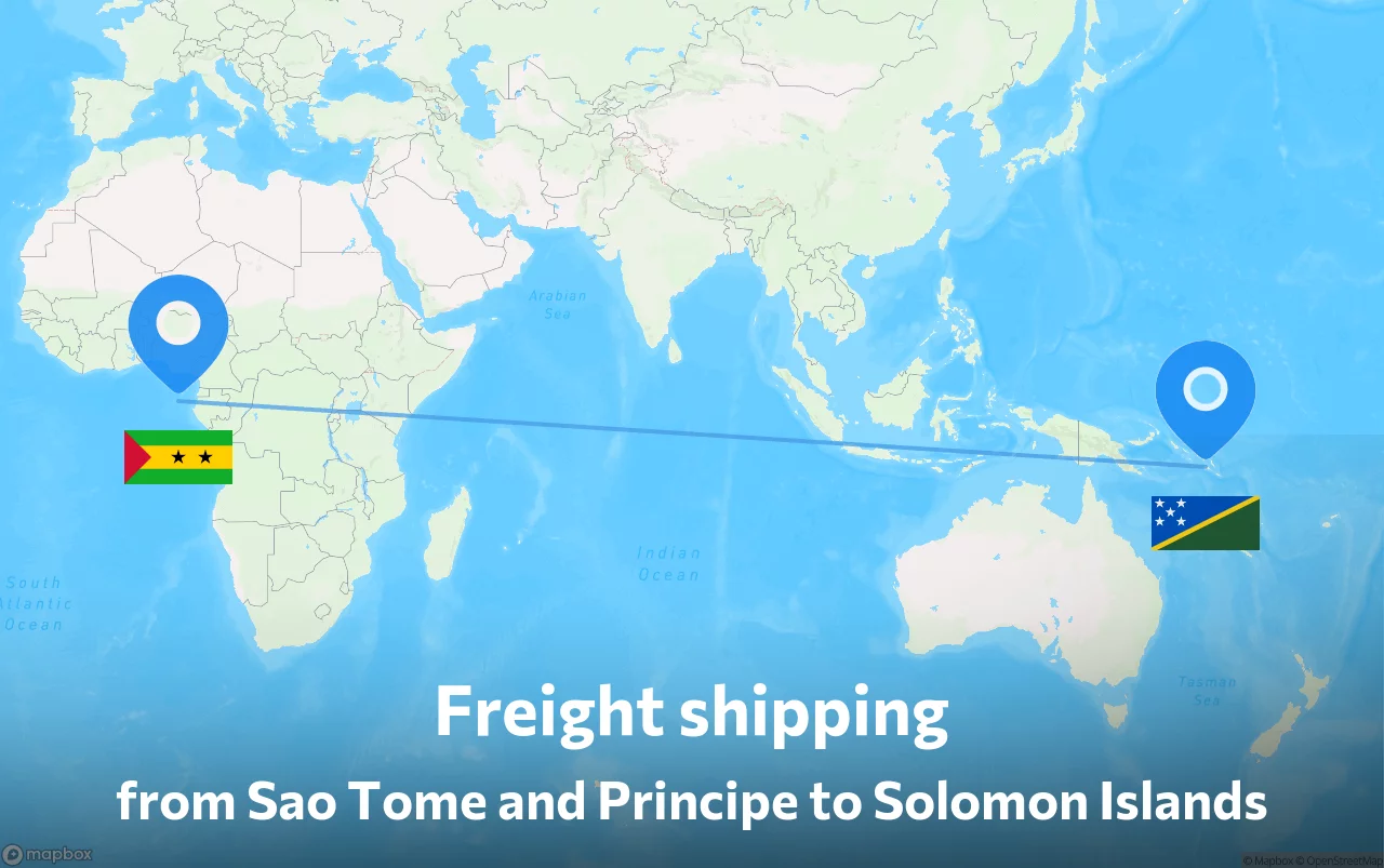 Shipping route from Sao Tome and Principe to Solomon Islands