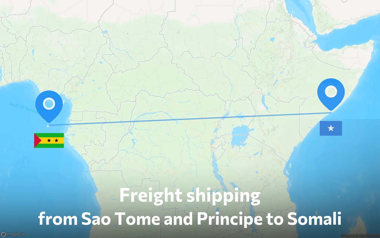 Shipping route from Sao Tome and Principe to Somali