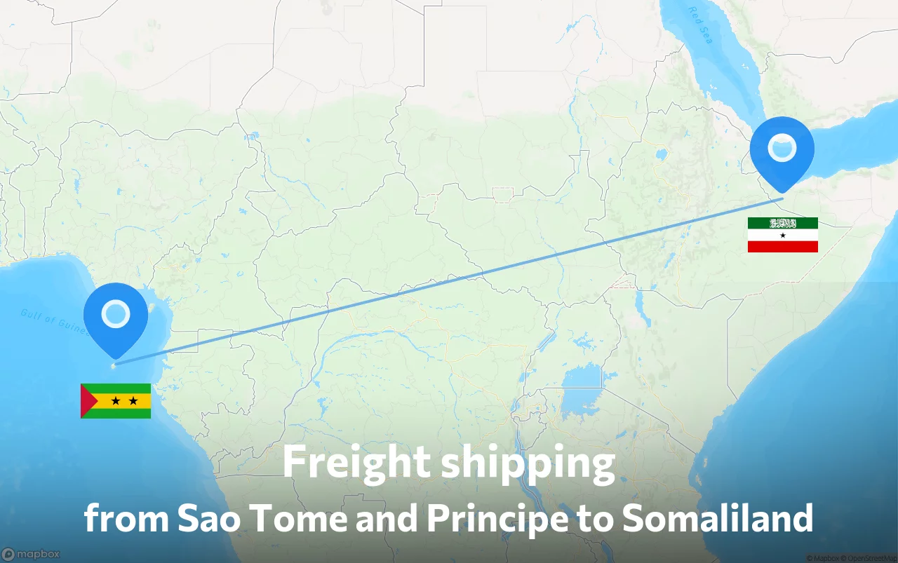 Shipping route from Sao Tome and Principe to Somaliland