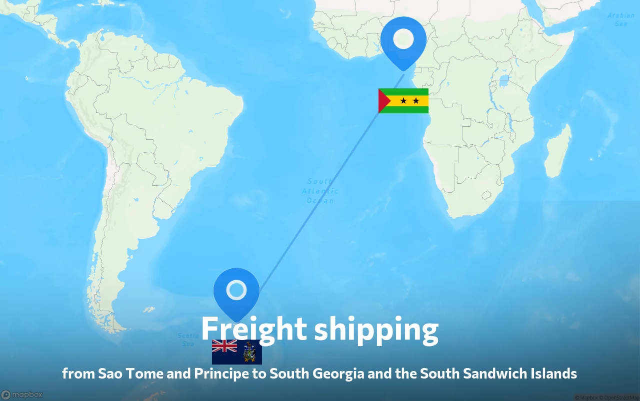 Shipping route from Sao Tome and Principe to South Georgia and the South Sandwich Islands