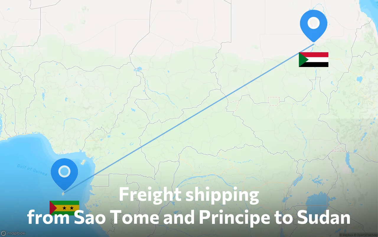 Shipping route from Sao Tome and Principe to Sudan