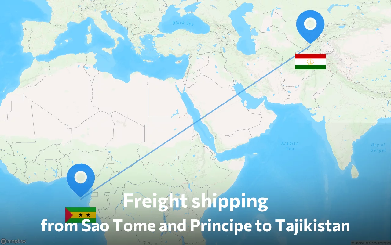 Shipping route from Sao Tome and Principe to Tajikistan