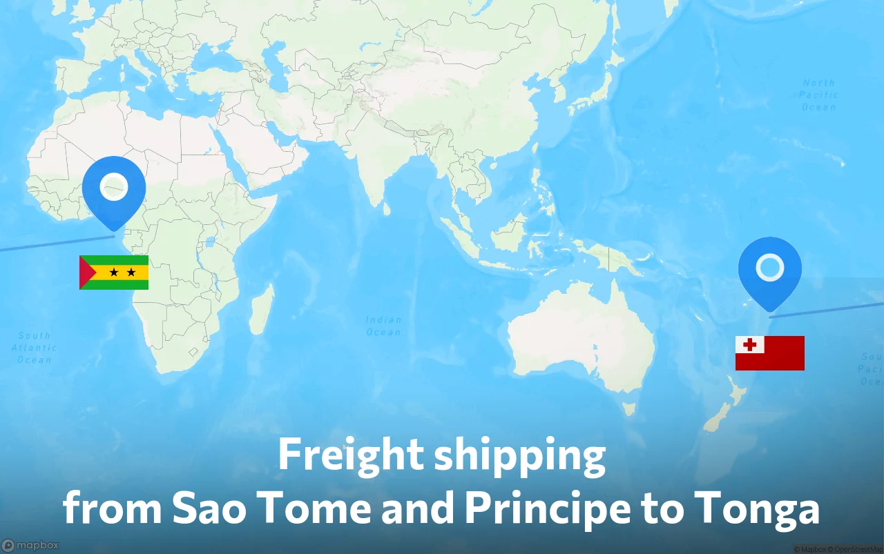 Shipping route from Sao Tome and Principe to Tonga