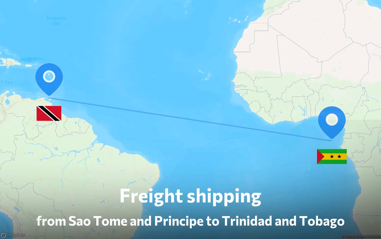 Shipping route from Sao Tome and Principe to Trinidad and Tobago