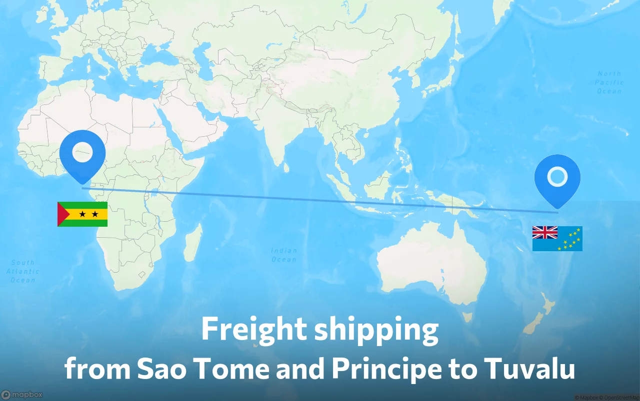 Shipping route from Sao Tome and Principe to Tuvalu