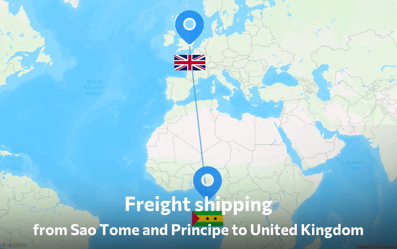 Shipping route from Sao Tome and Principe to United Kingdom