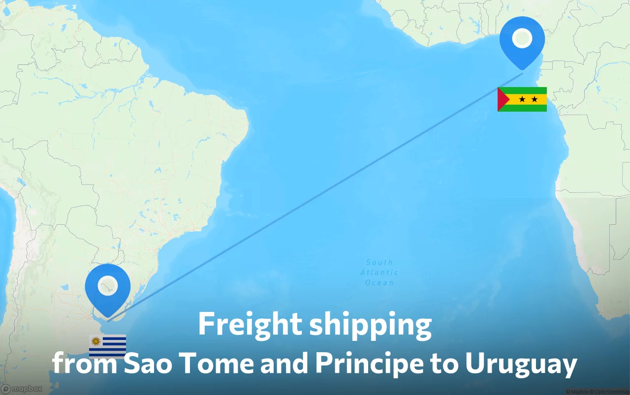 Shipping route from Sao Tome and Principe to Uruguay