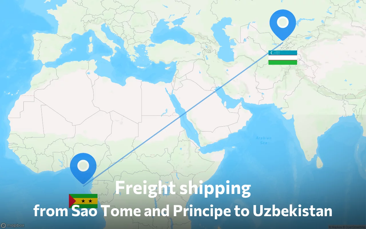 Shipping route from Sao Tome and Principe to Uzbekistan