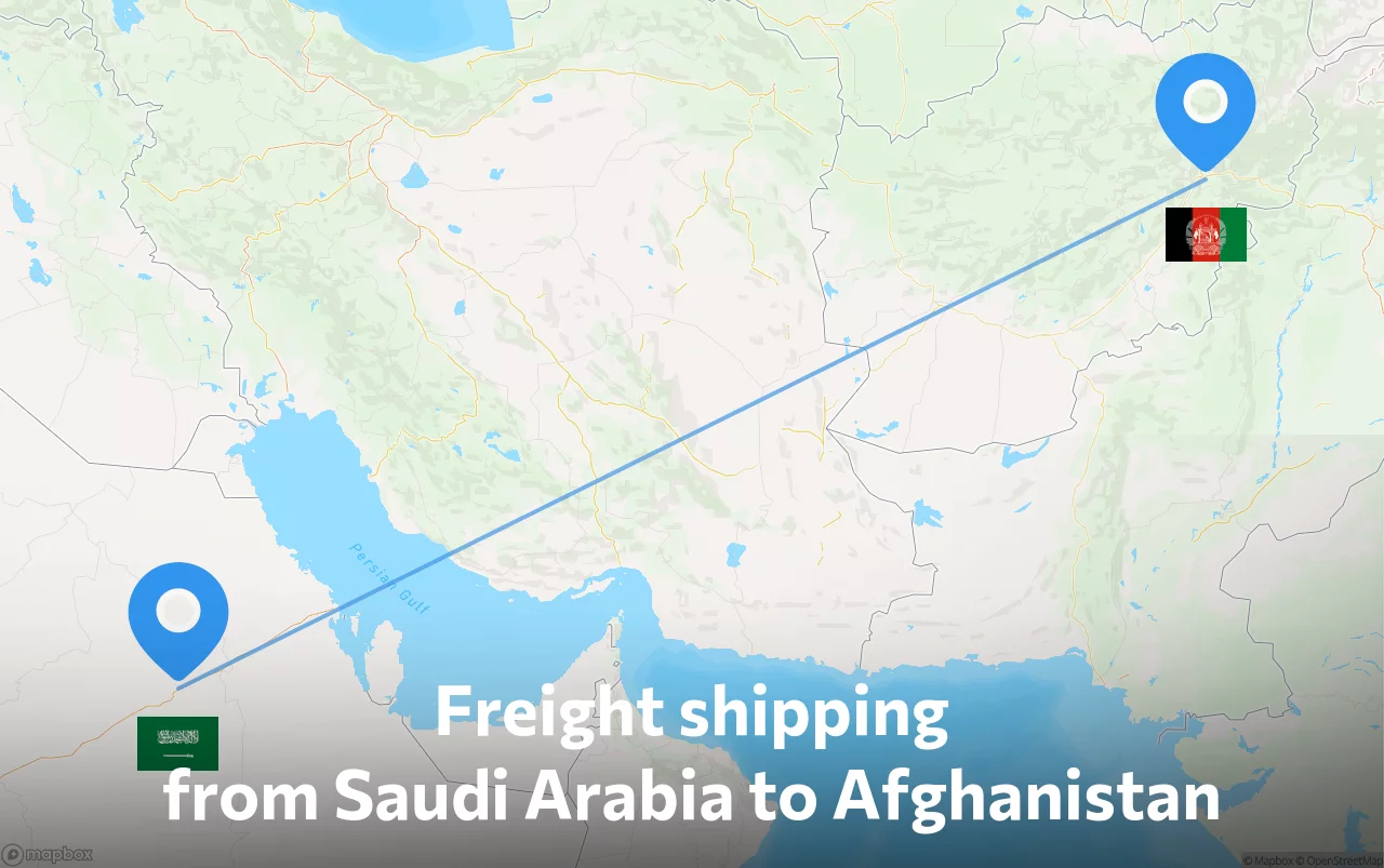 Shipping route from Saudi Arabia to Afghanistan