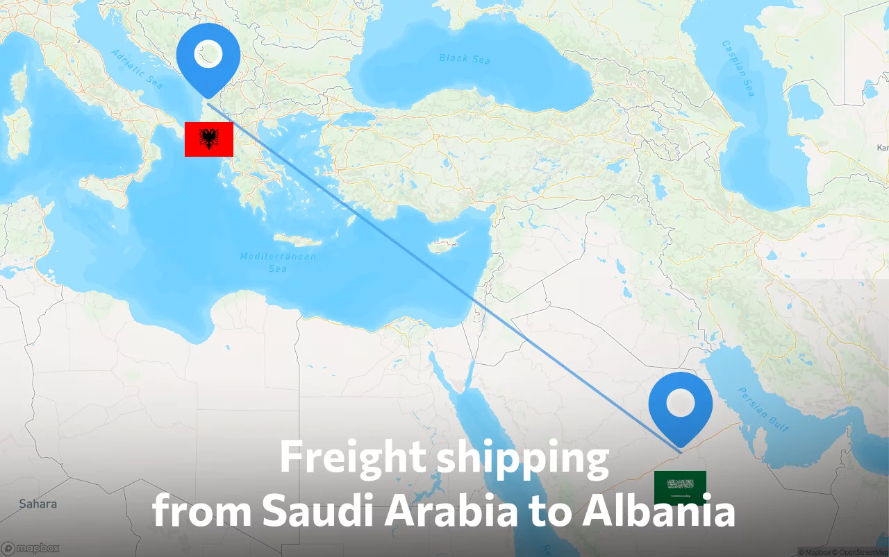 Shipping route from Saudi Arabia to Albania