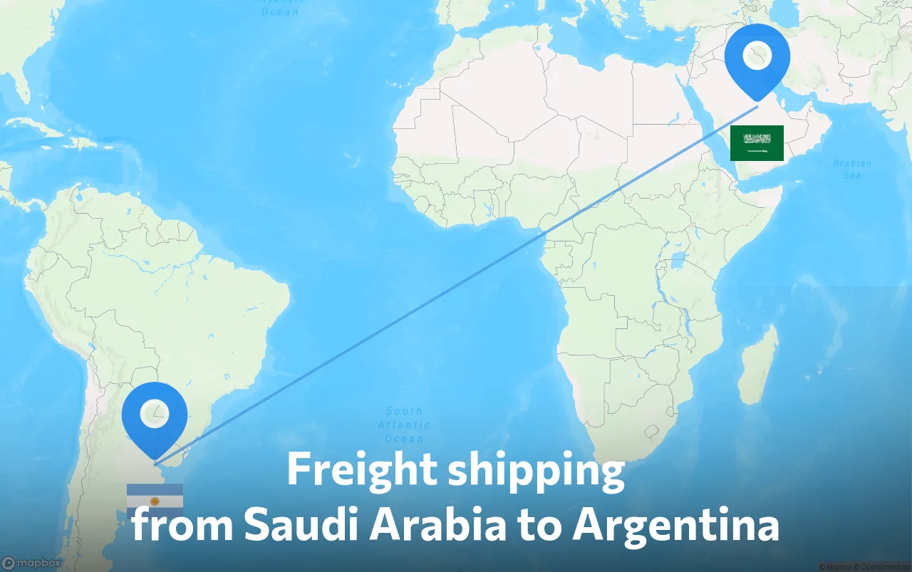 Shipping route from Saudi Arabia to Argentina