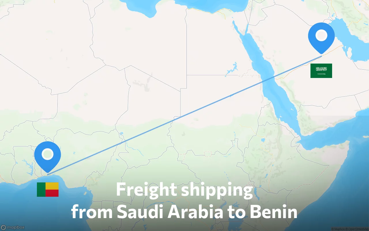 Shipping route from Saudi Arabia to Benin