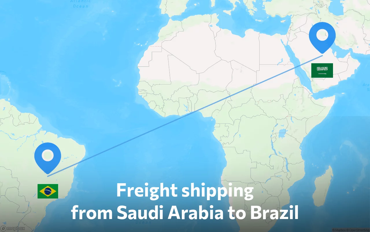Shipping route from Saudi Arabia to Brazil
