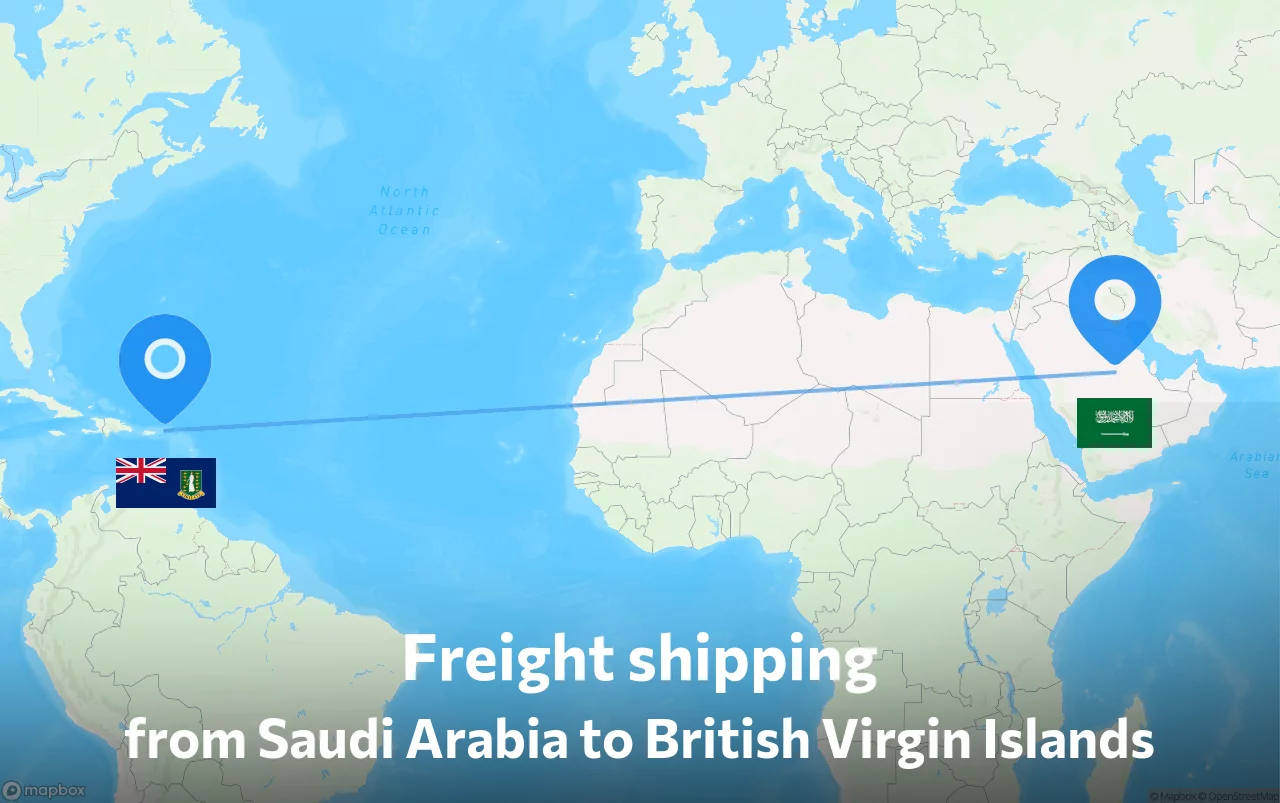 Shipping route from Saudi Arabia to British Virgin Islands