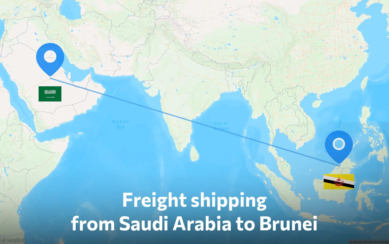 Shipping route from Saudi Arabia to Brunei