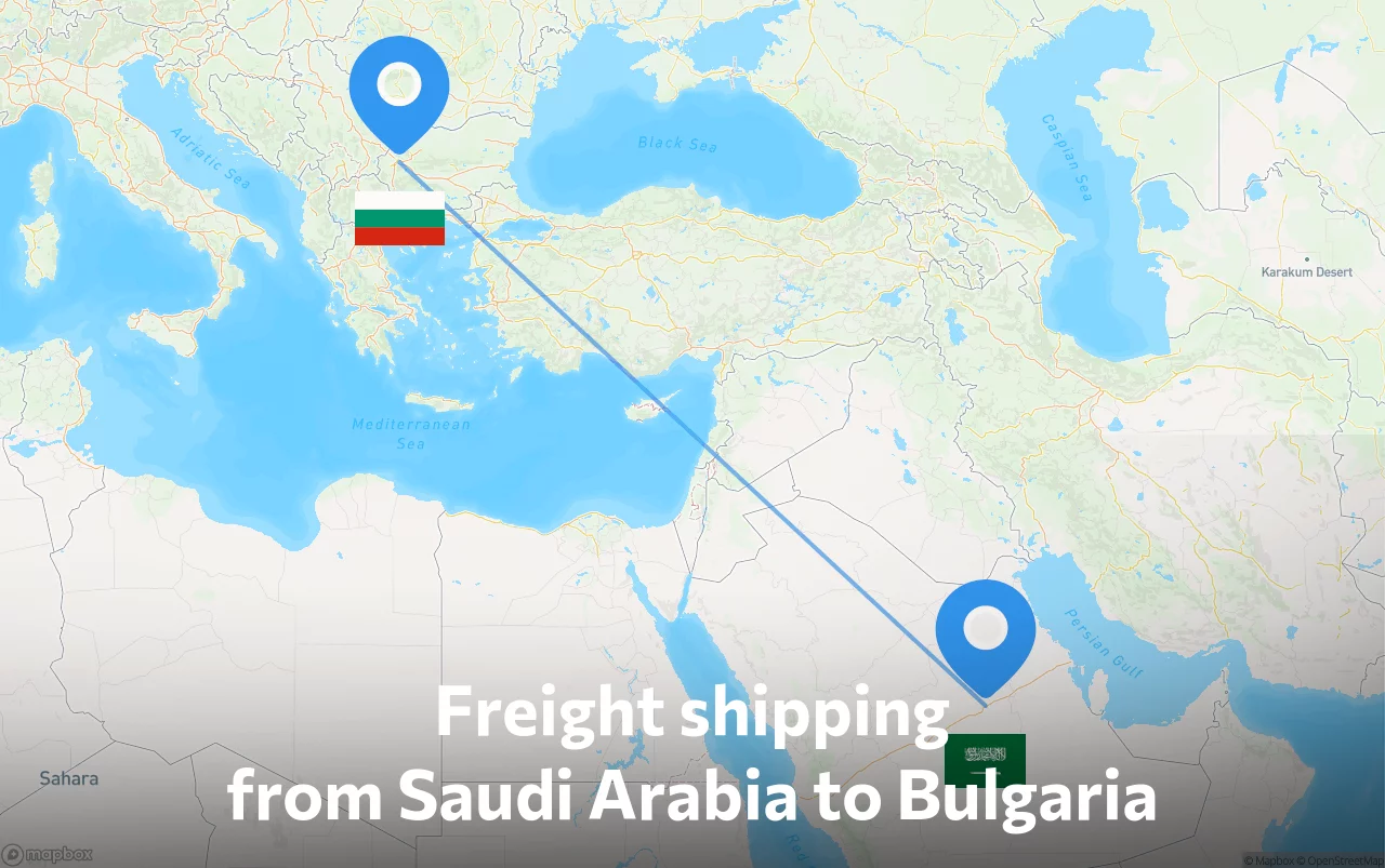 Shipping route from Saudi Arabia to Bulgaria