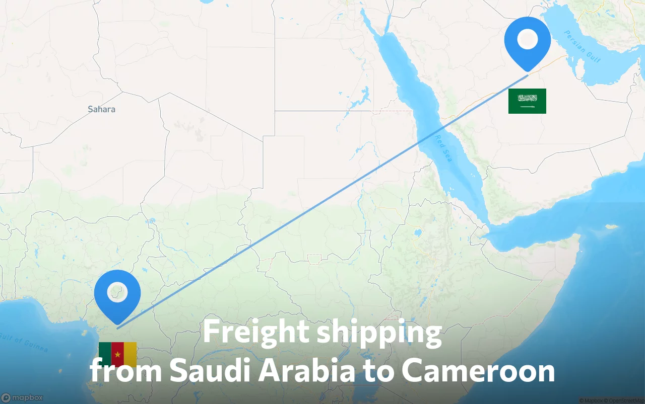 Shipping route from Saudi Arabia to Cameroon