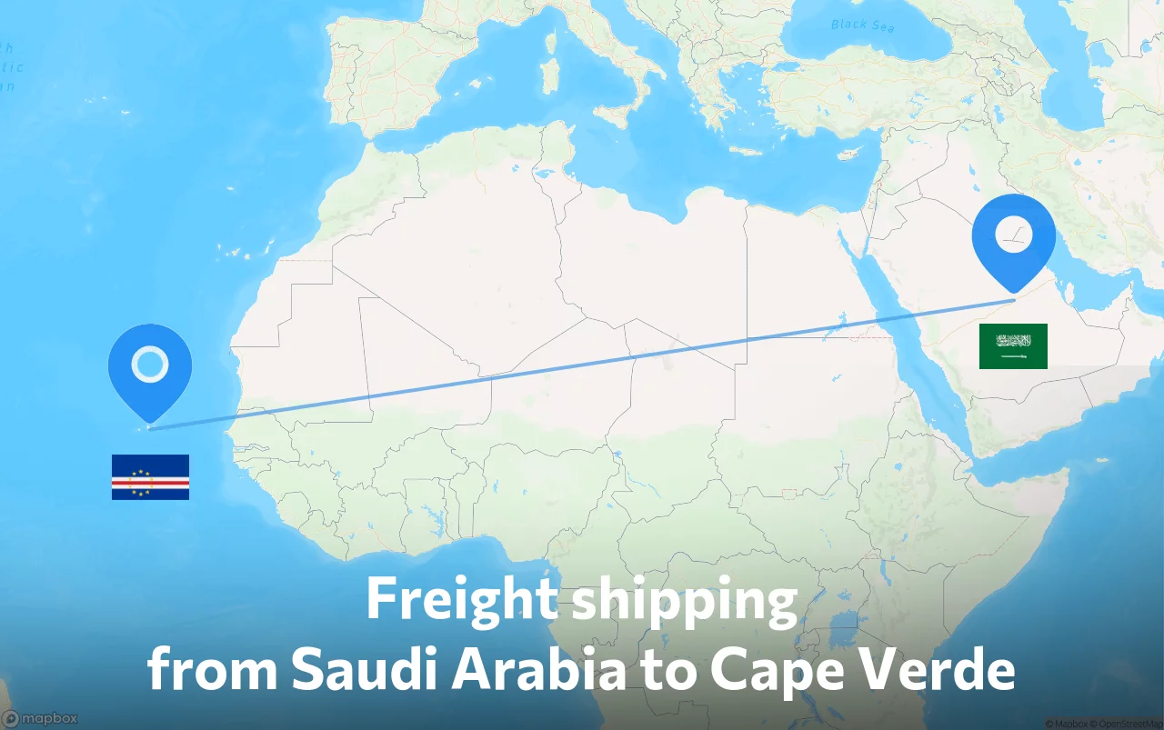 Shipping route from Saudi Arabia to Cape Verde
