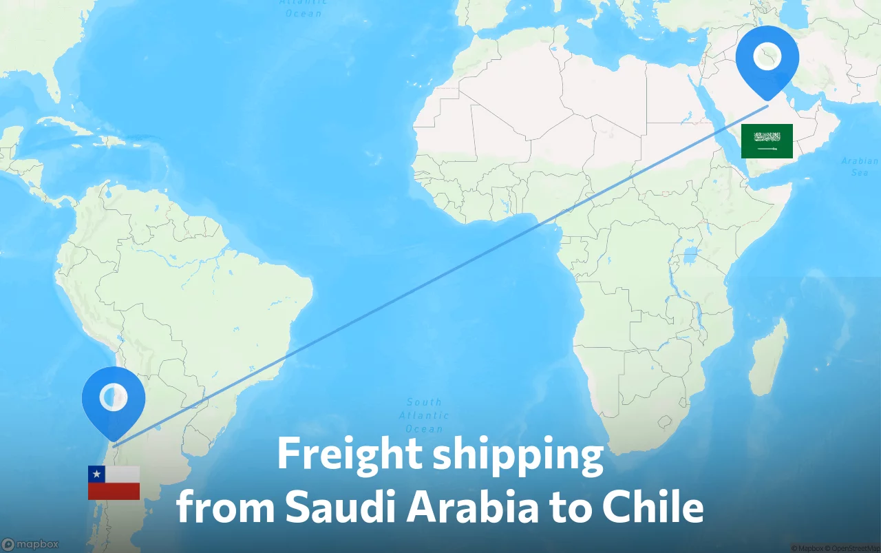 Shipping route from Saudi Arabia to Chile