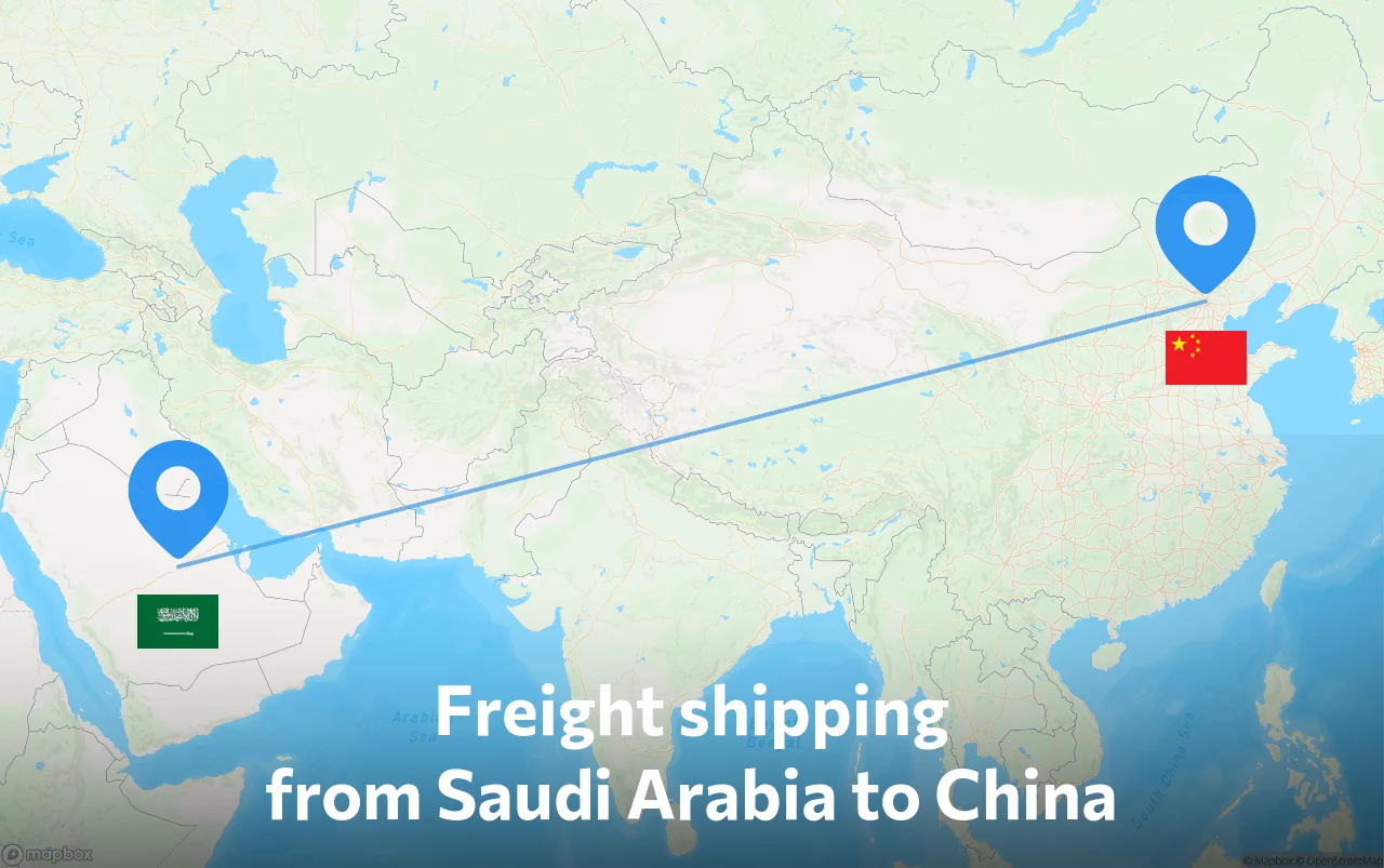 Shipping route from Saudi Arabia to China
