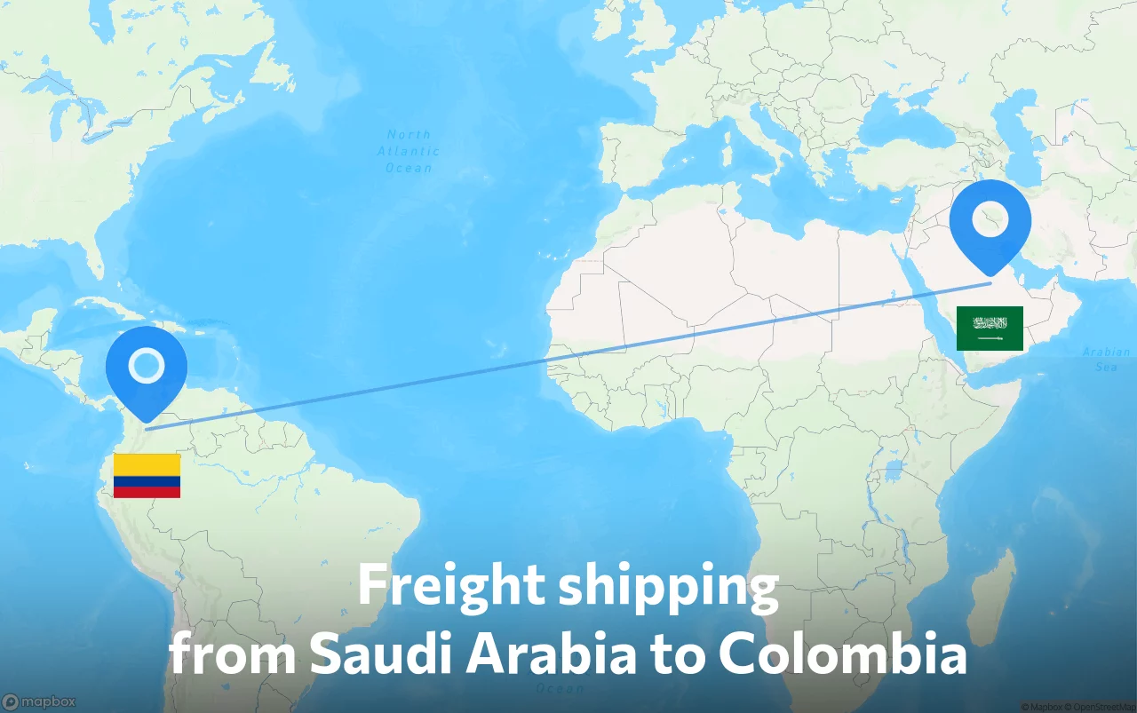 Shipping route from Saudi Arabia to Colombia