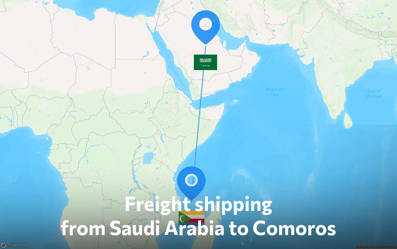 Shipping route from Saudi Arabia to Comoros