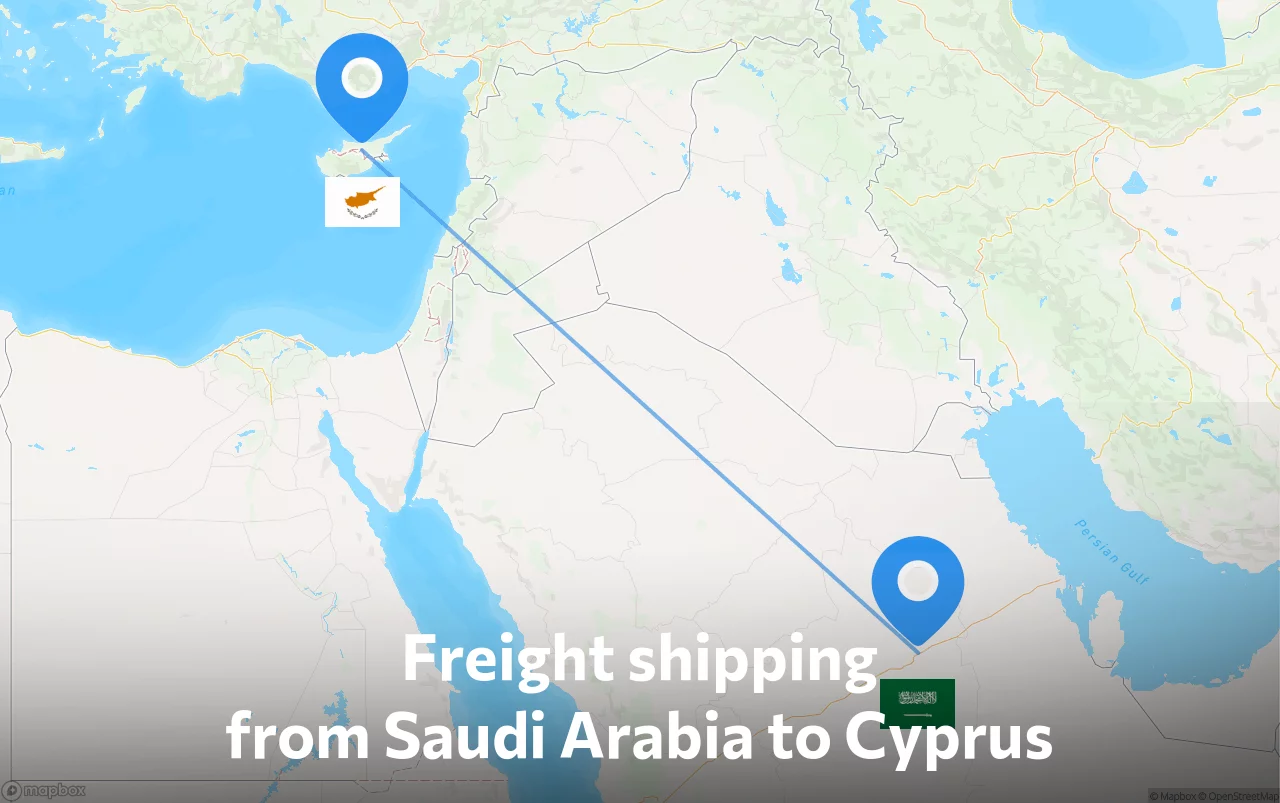 Shipping route from Saudi Arabia to Cyprus
