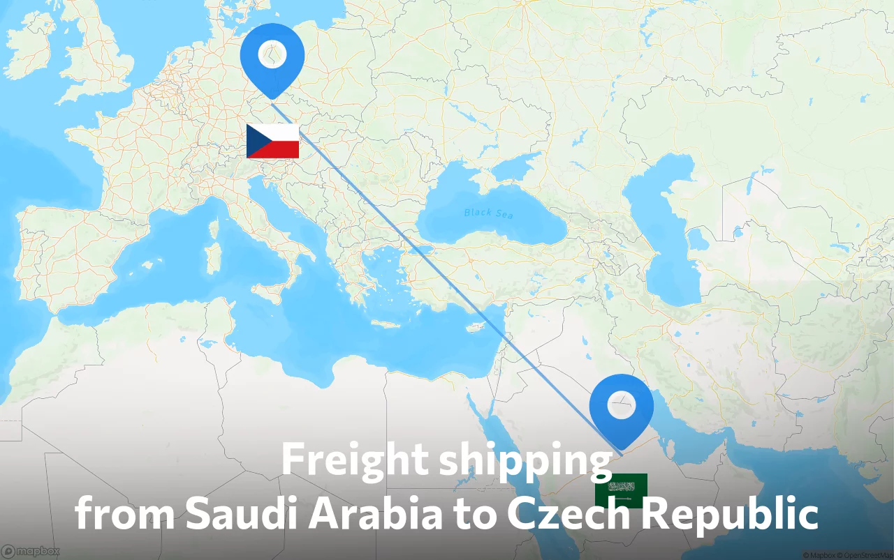Shipping route from Saudi Arabia to Czech Republic