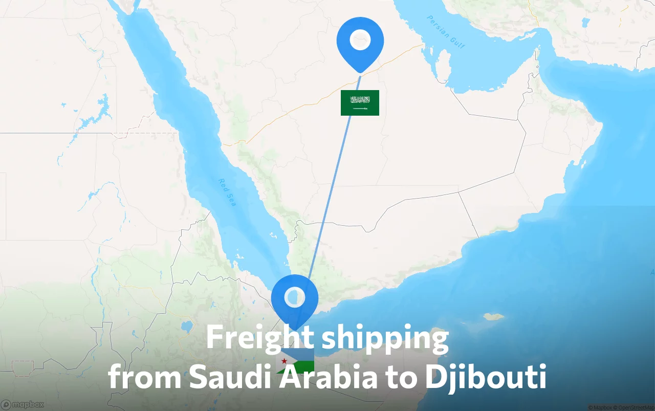 Shipping route from Saudi Arabia to Djibouti