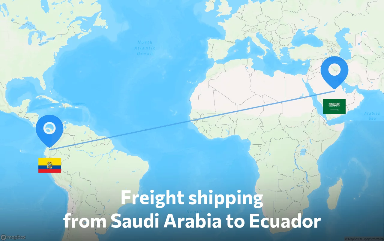 Shipping route from Saudi Arabia to Ecuador