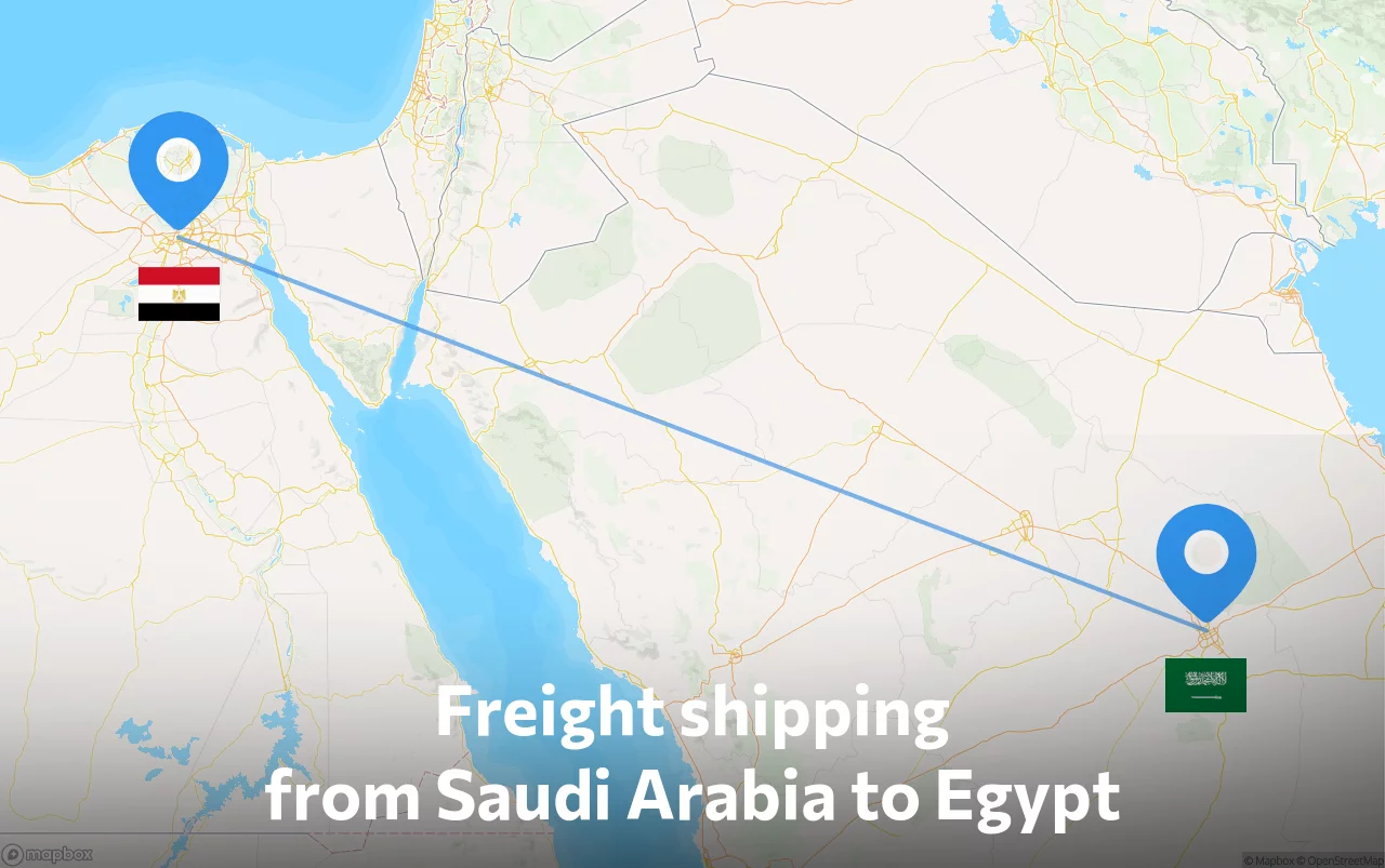 Shipping route from Saudi Arabia to Egypt
