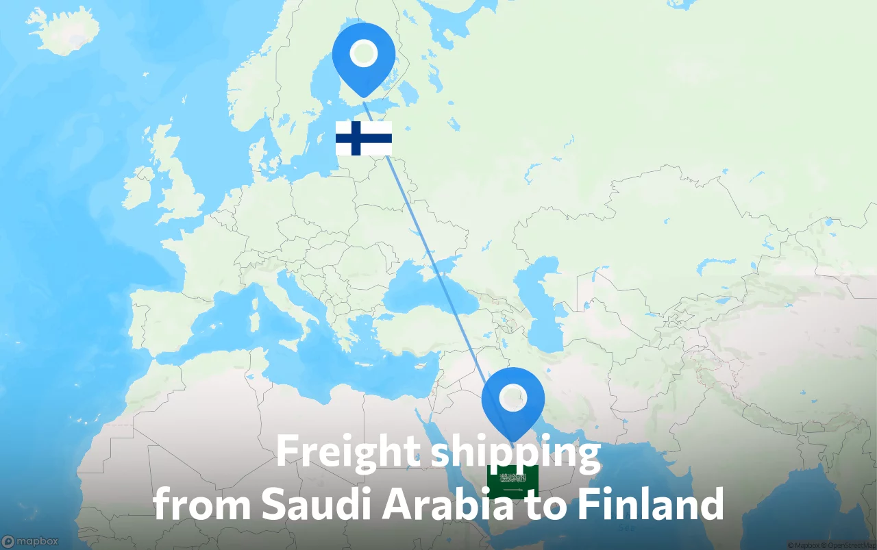 Shipping route from Saudi Arabia to Finland
