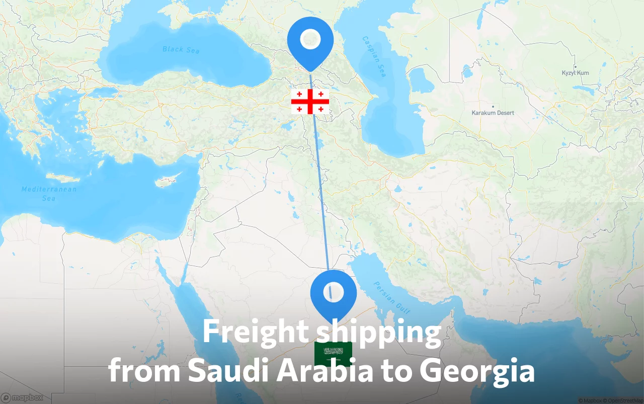 Shipping route from Saudi Arabia to Georgia