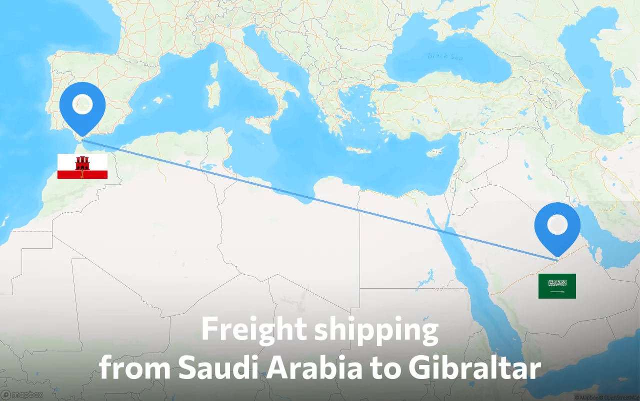 Shipping route from Saudi Arabia to Gibraltar