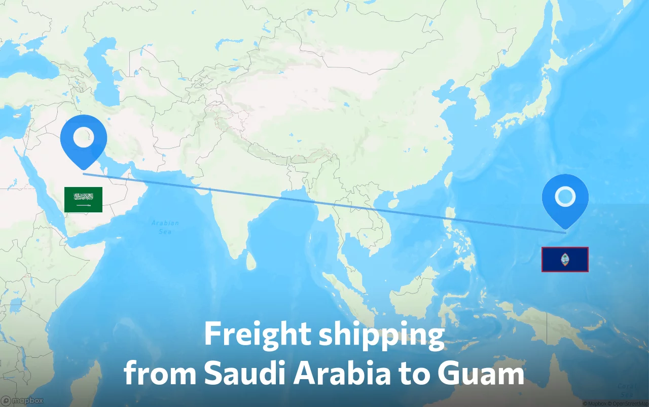 Shipping route from Saudi Arabia to Guam