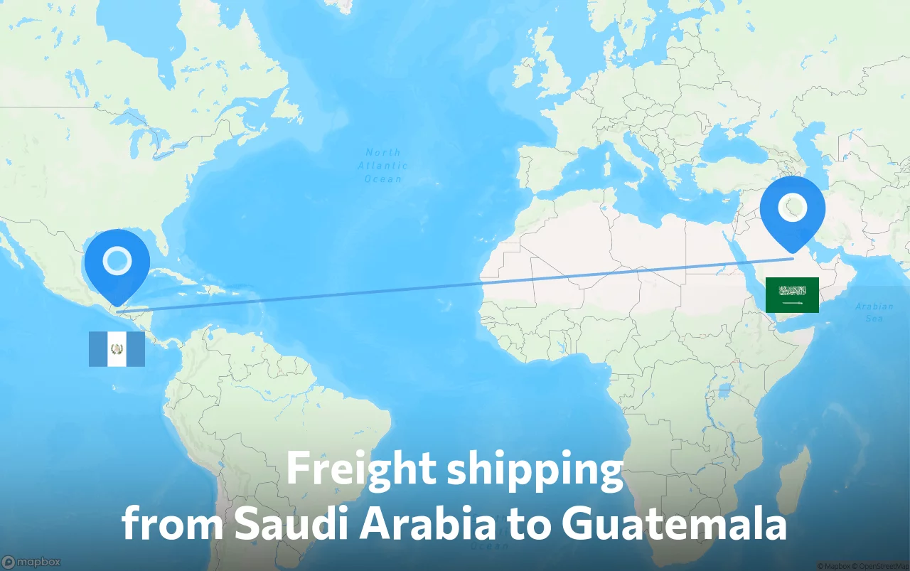 Shipping route from Saudi Arabia to Guatemala
