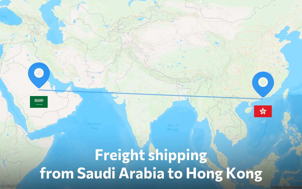 Shipping route from Saudi Arabia to Hong Kong