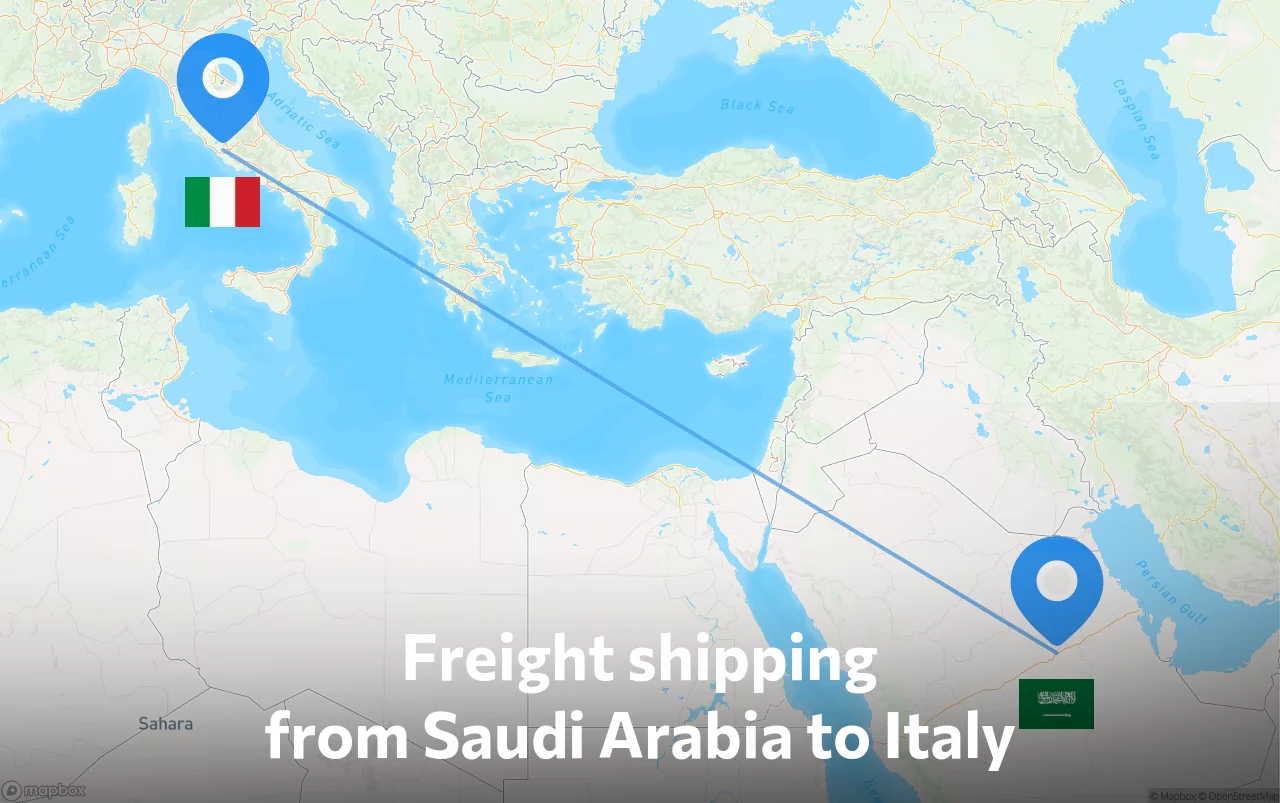 Shipping route from Saudi Arabia to Italy