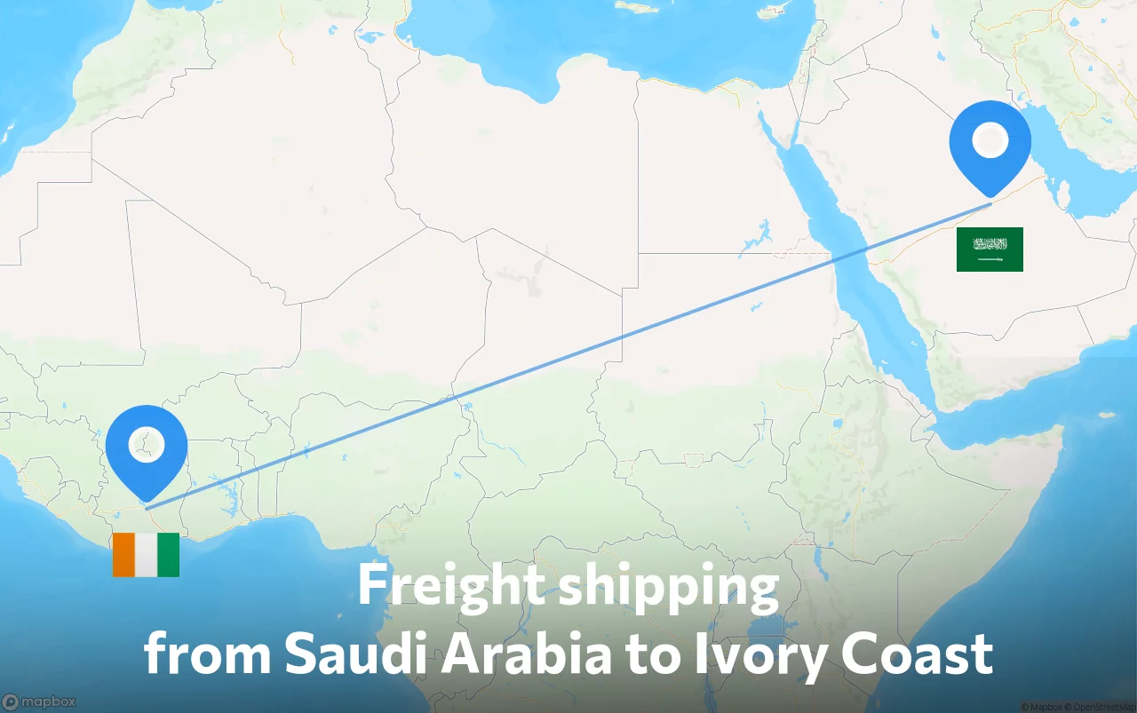 Shipping route from Saudi Arabia to Ivory Coast