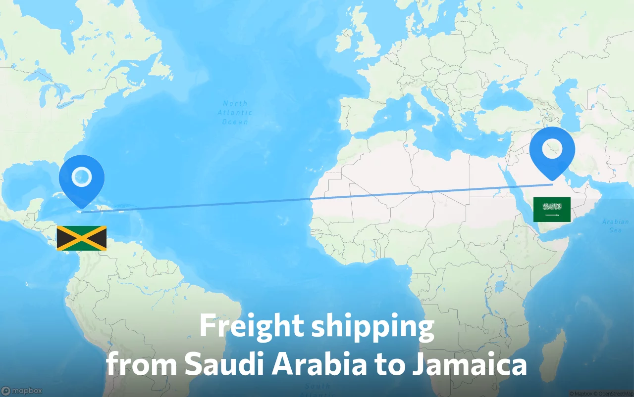 Shipping route from Saudi Arabia to Jamaica
