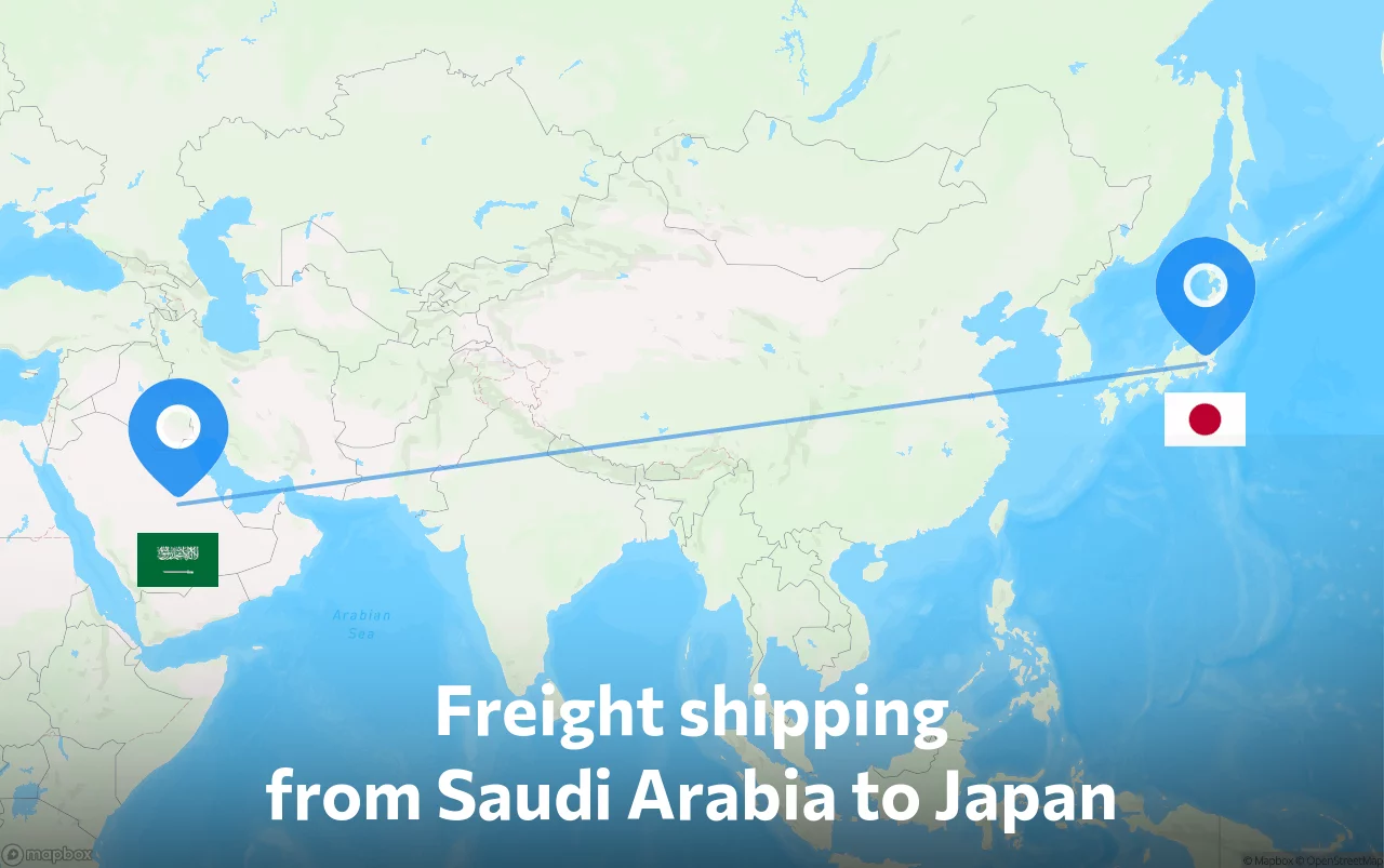 Shipping route from Saudi Arabia to Japan