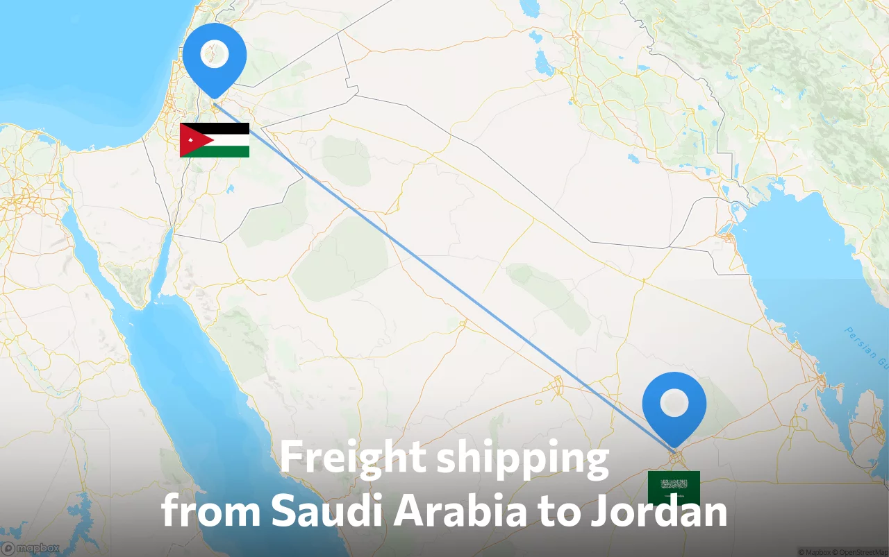 Shipping route from Saudi Arabia to Jordan