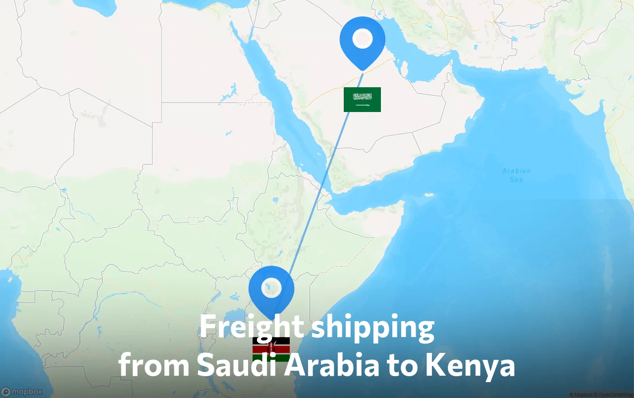 Shipping route from Saudi Arabia to Kenya