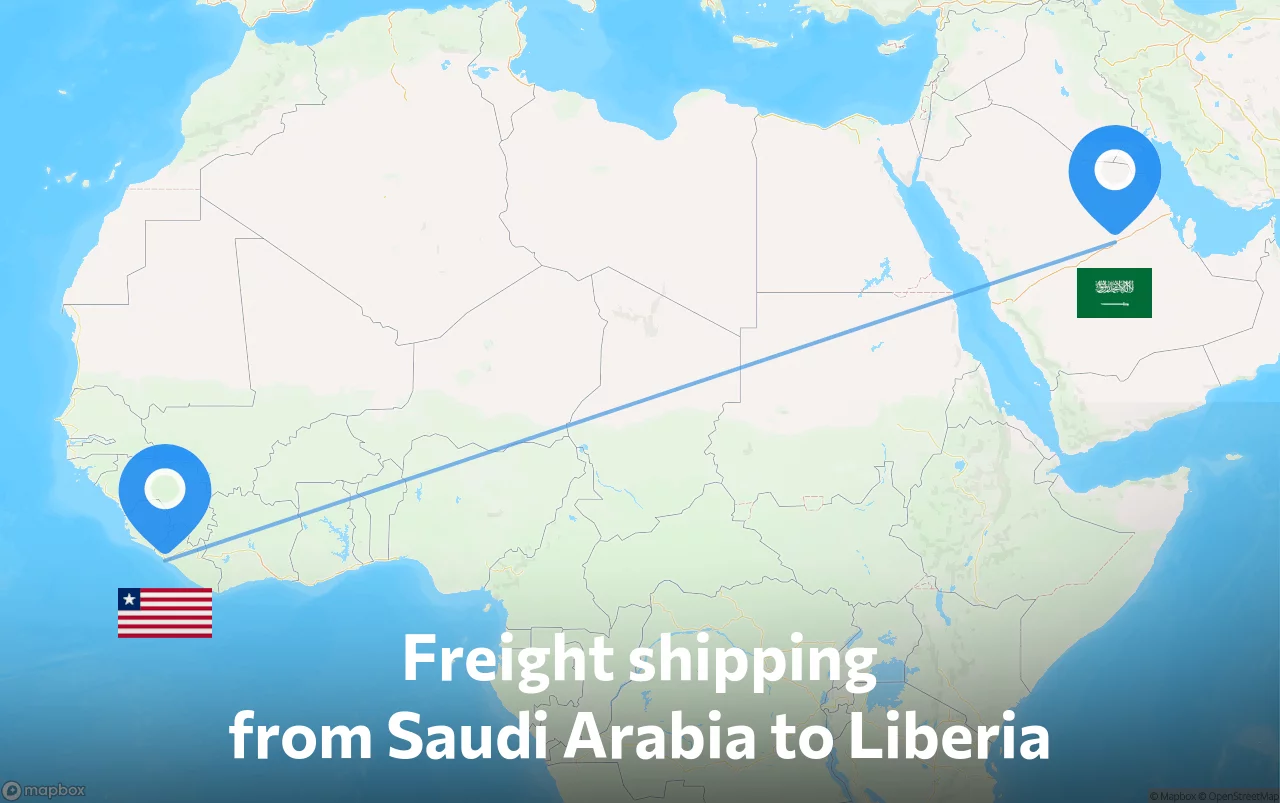 Shipping route from Saudi Arabia to Liberia