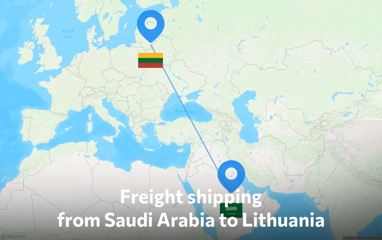 Shipping route from Saudi Arabia to Lithuania