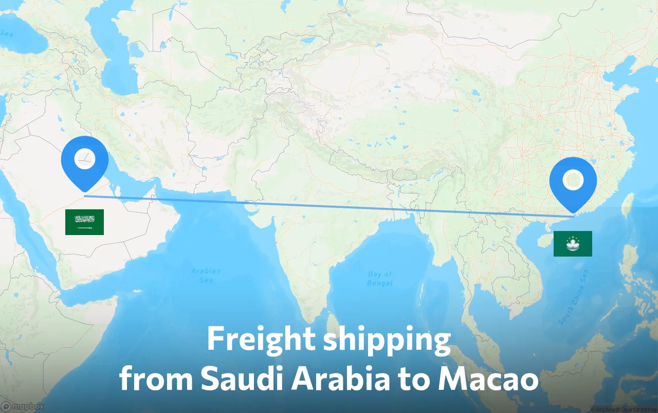 Shipping route from Saudi Arabia to Macao