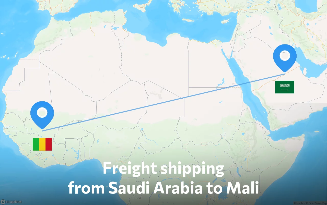 Shipping route from Saudi Arabia to Mali