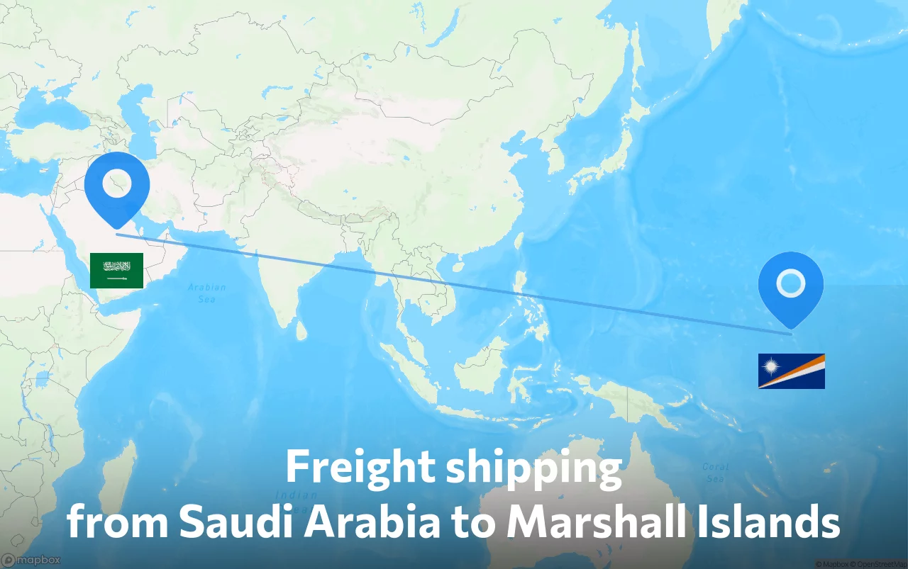 Shipping route from Saudi Arabia to Marshall Islands