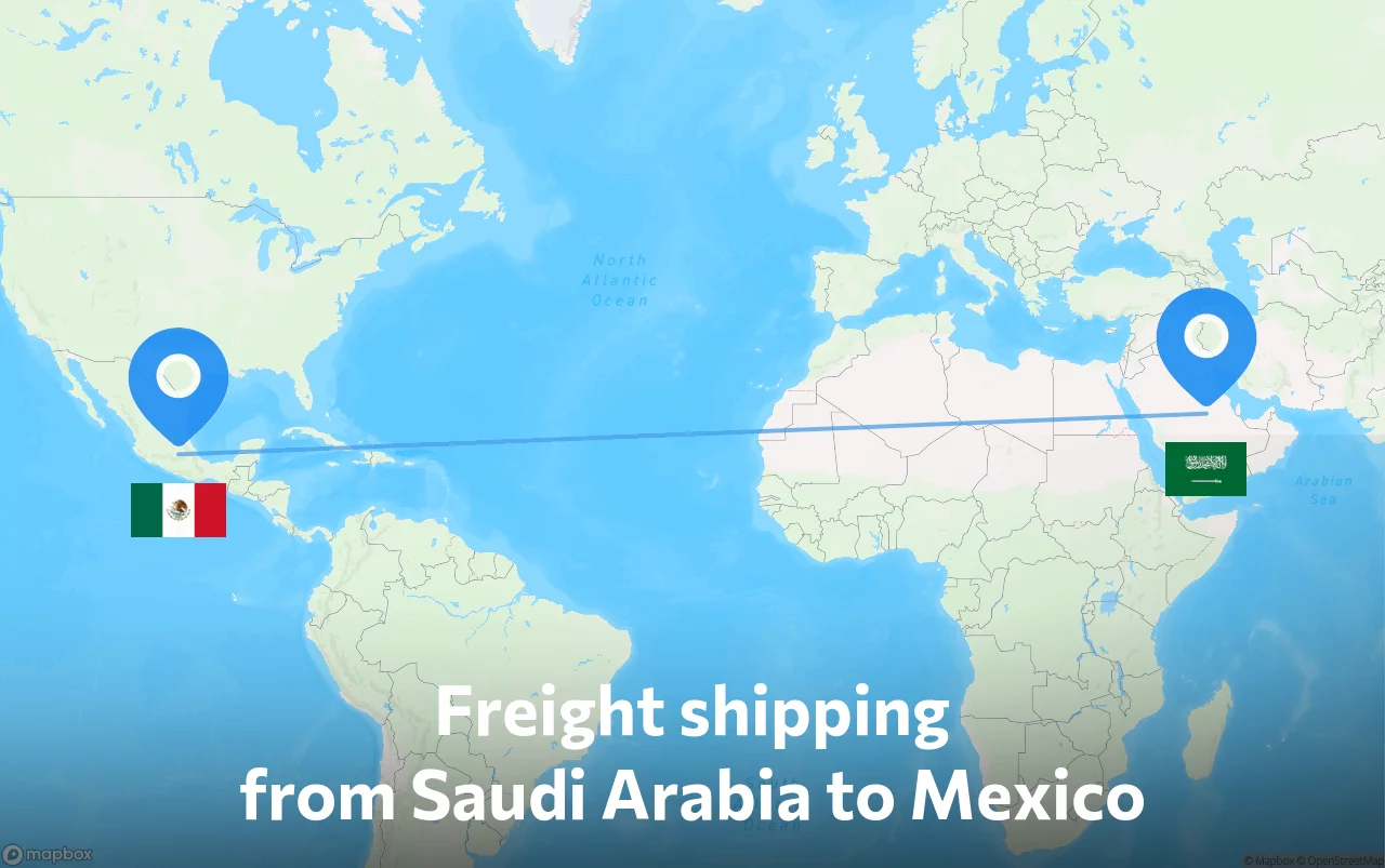 Shipping route from Saudi Arabia to Mexico