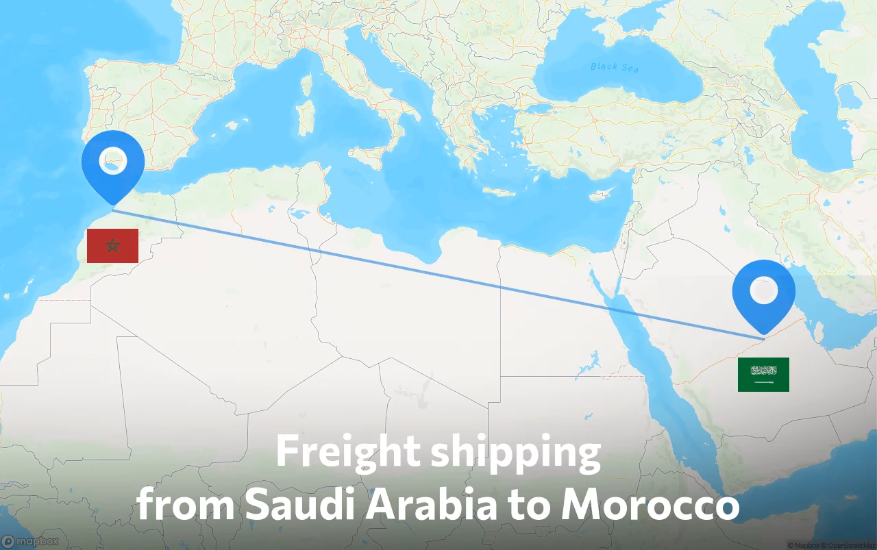 Shipping route from Saudi Arabia to Morocco